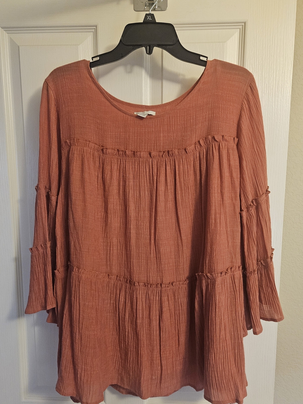 Loose Fit Terracotta Teired Tunic Top